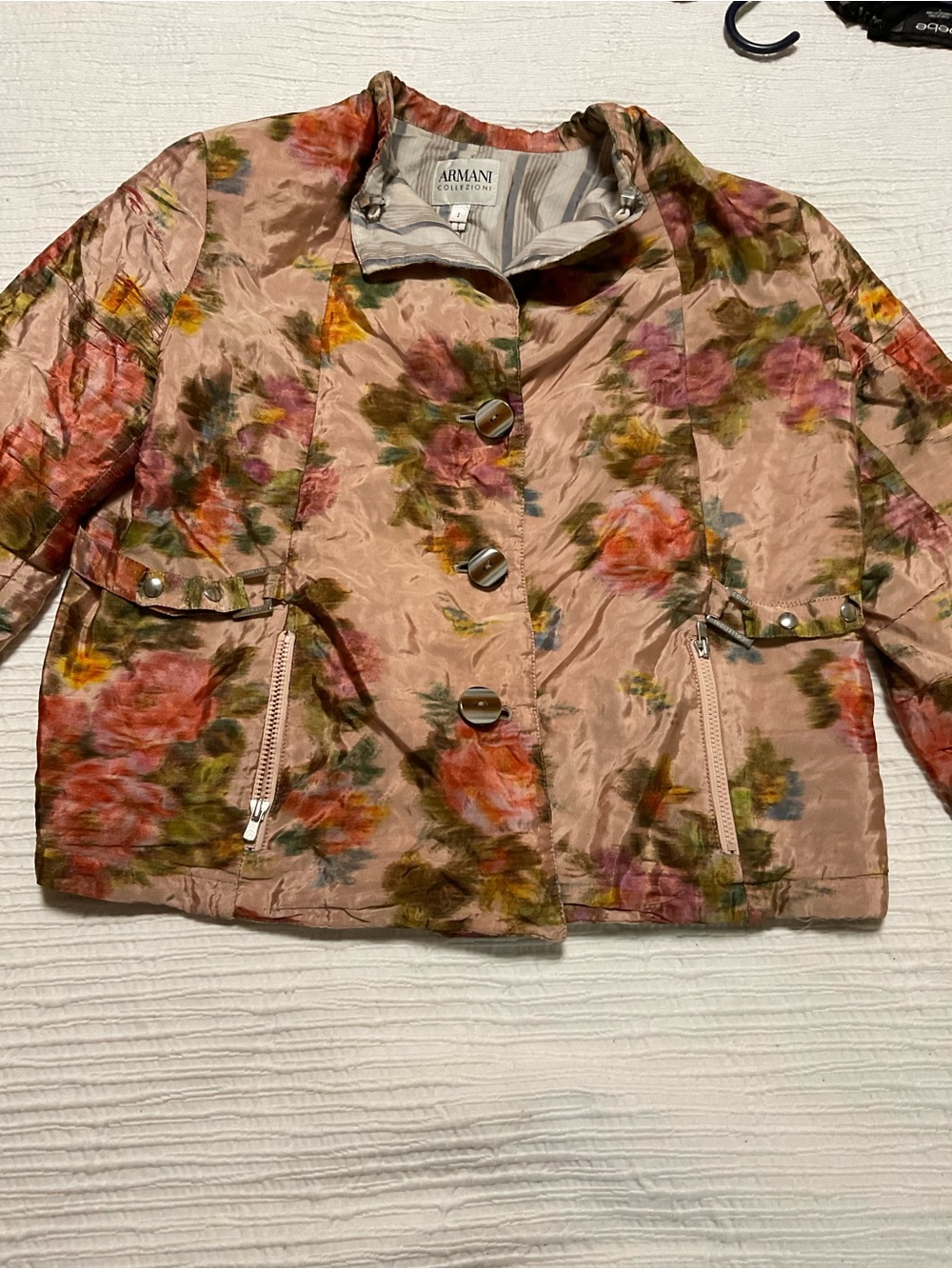 Armani Collezioni Blush Pink Floral Jean-Style Jacket